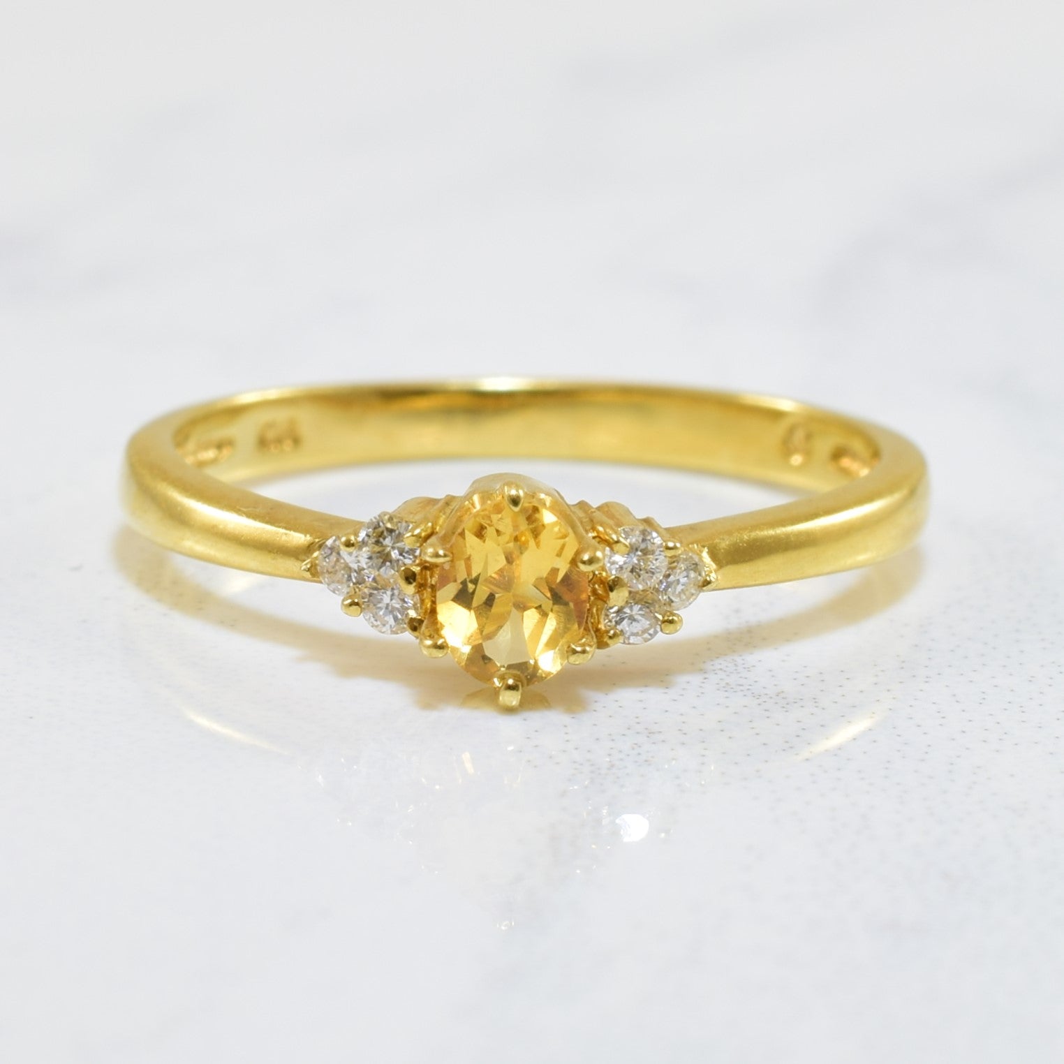 Oval Citrine & Diamond Ring | 0.18ct, 0.06ctw | SZ 5.75 |