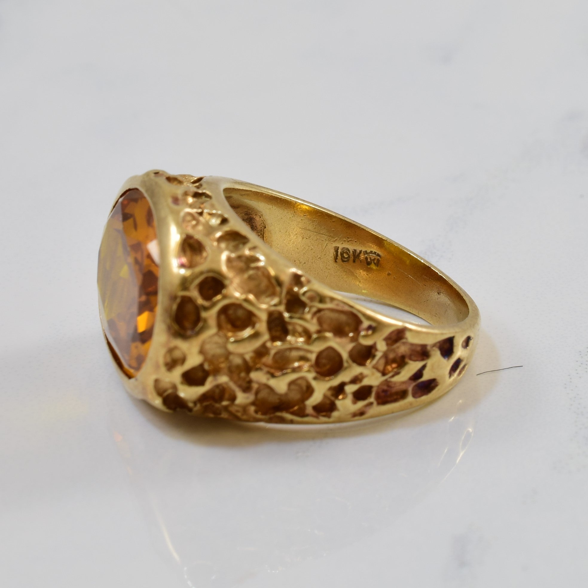 Synthetic Yellow Sapphire Textured Ring | 9.00ct | SZ 7.5 |