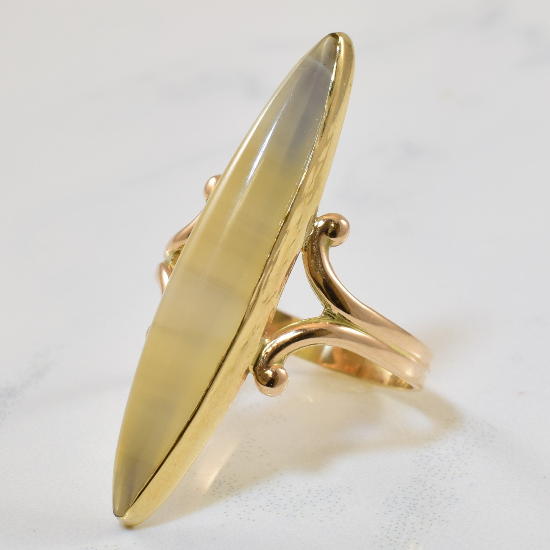 Marquise Chalcedony Navette Ring | 4.00ct | SZ 8.25 |