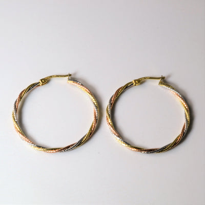 Braided Tri Tone Hoop Earrings |
