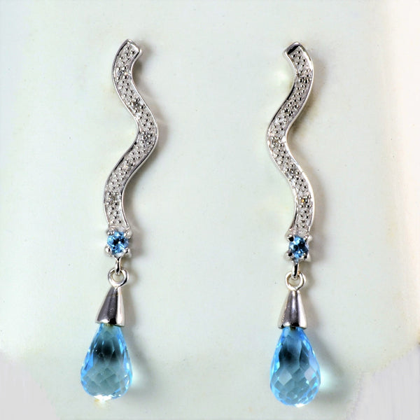 Diamond & Topaz Ladies Wave Stick Earrings | 0.05 ctw |