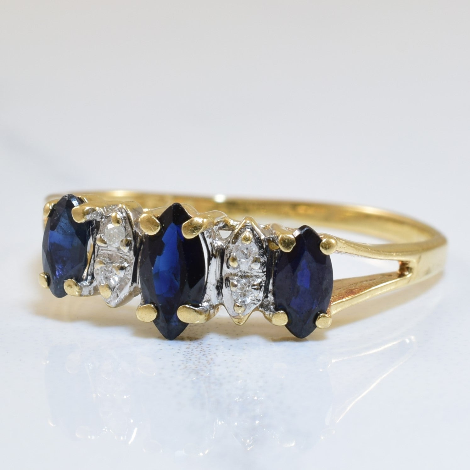 Marquise Sapphire & Diamond Ring | 0.45ctw, 0.02ctw | SZ 5.75 |