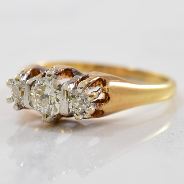 Belcher Set Old European Diamond Engagement Ring | 0.31ctw | SZ 5.5 |
