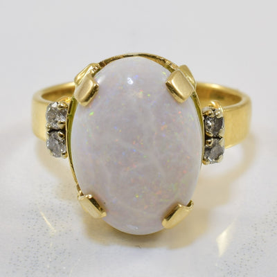 Prong Set Opal & Diamond Ring | 0.12ctw, 4.00ct | SZ 7 |