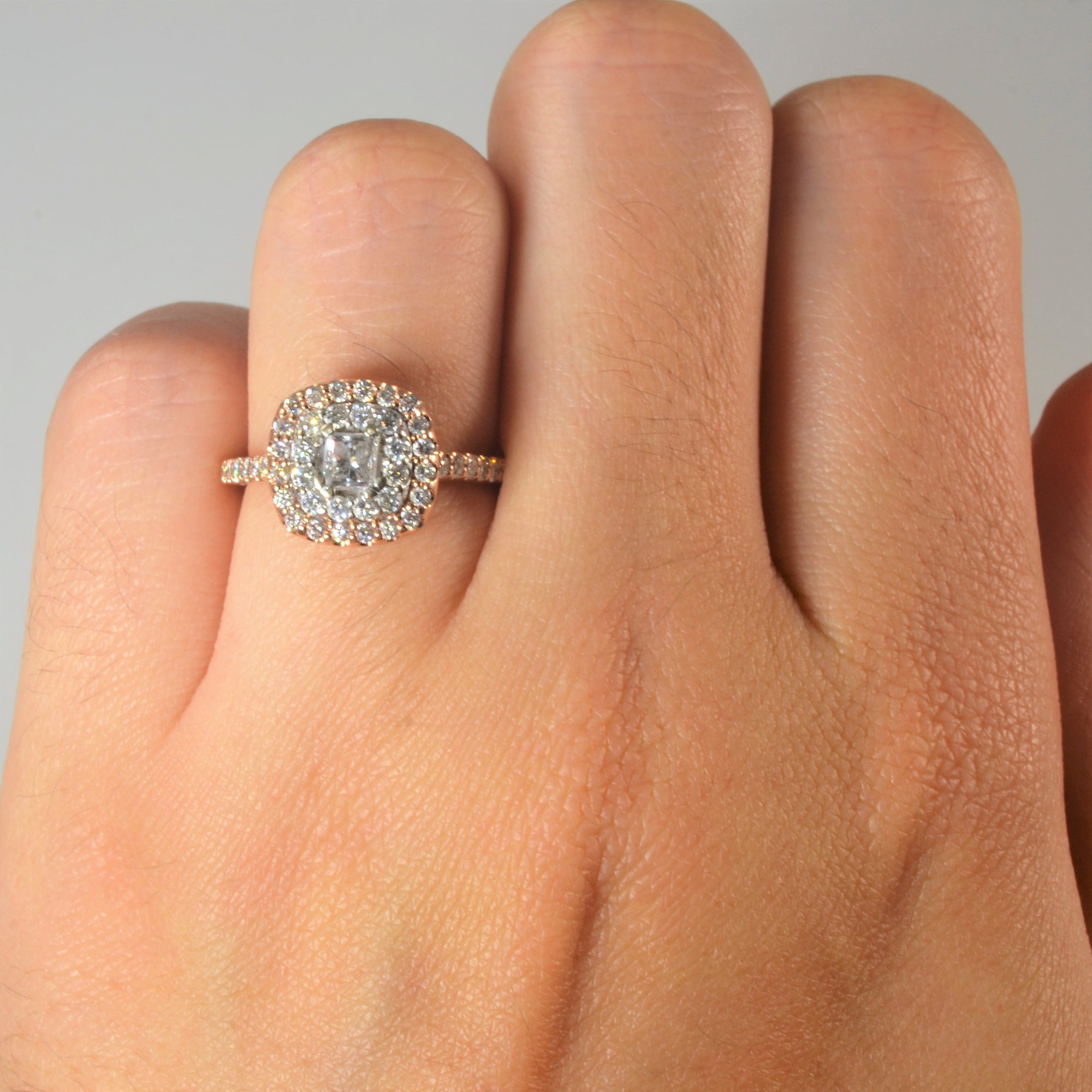 Double Halo Diamond Engagement Ring | 0.66ctw | SZ 4.5 |