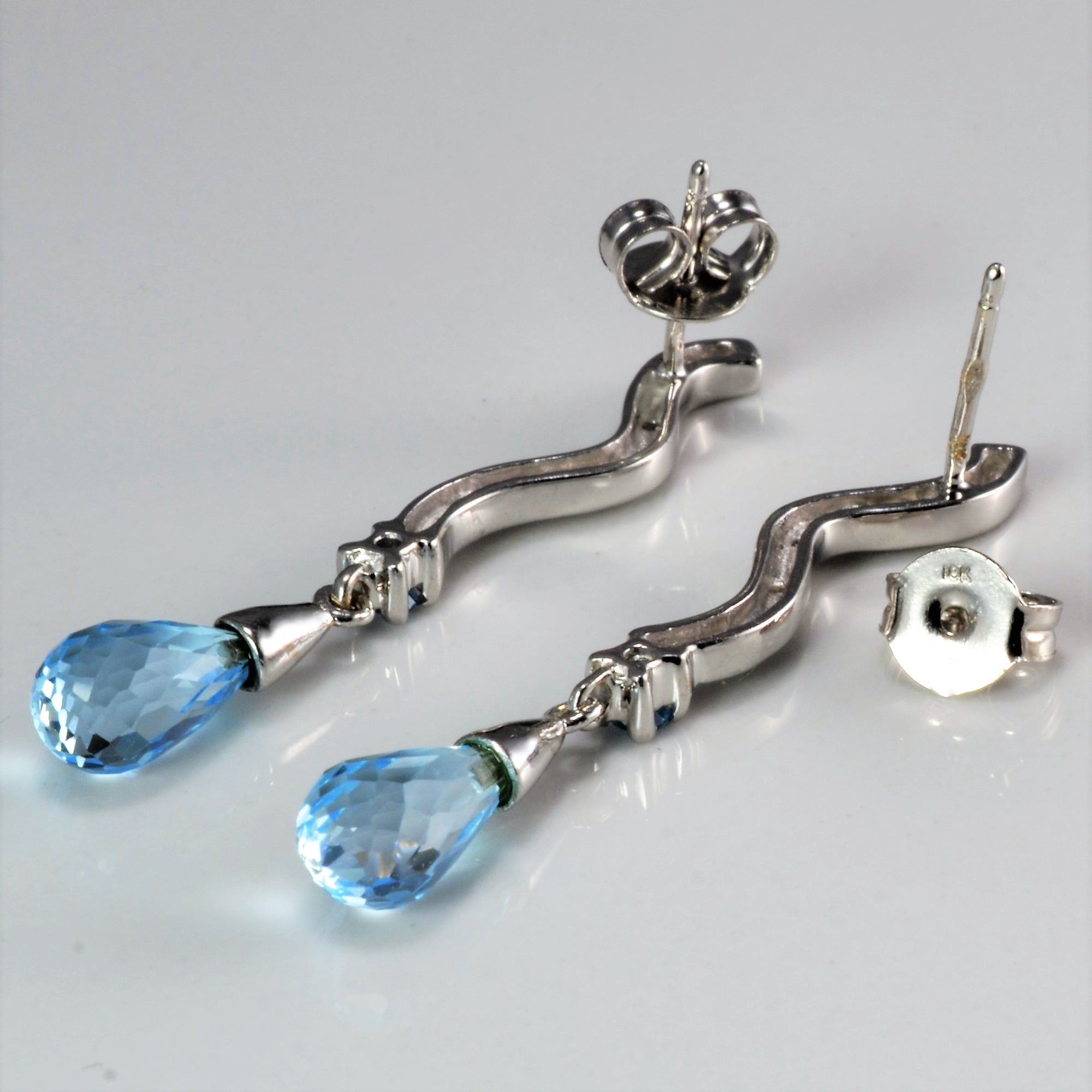Diamond & Topaz Ladies Wave Stick Earrings | 0.05 ctw |