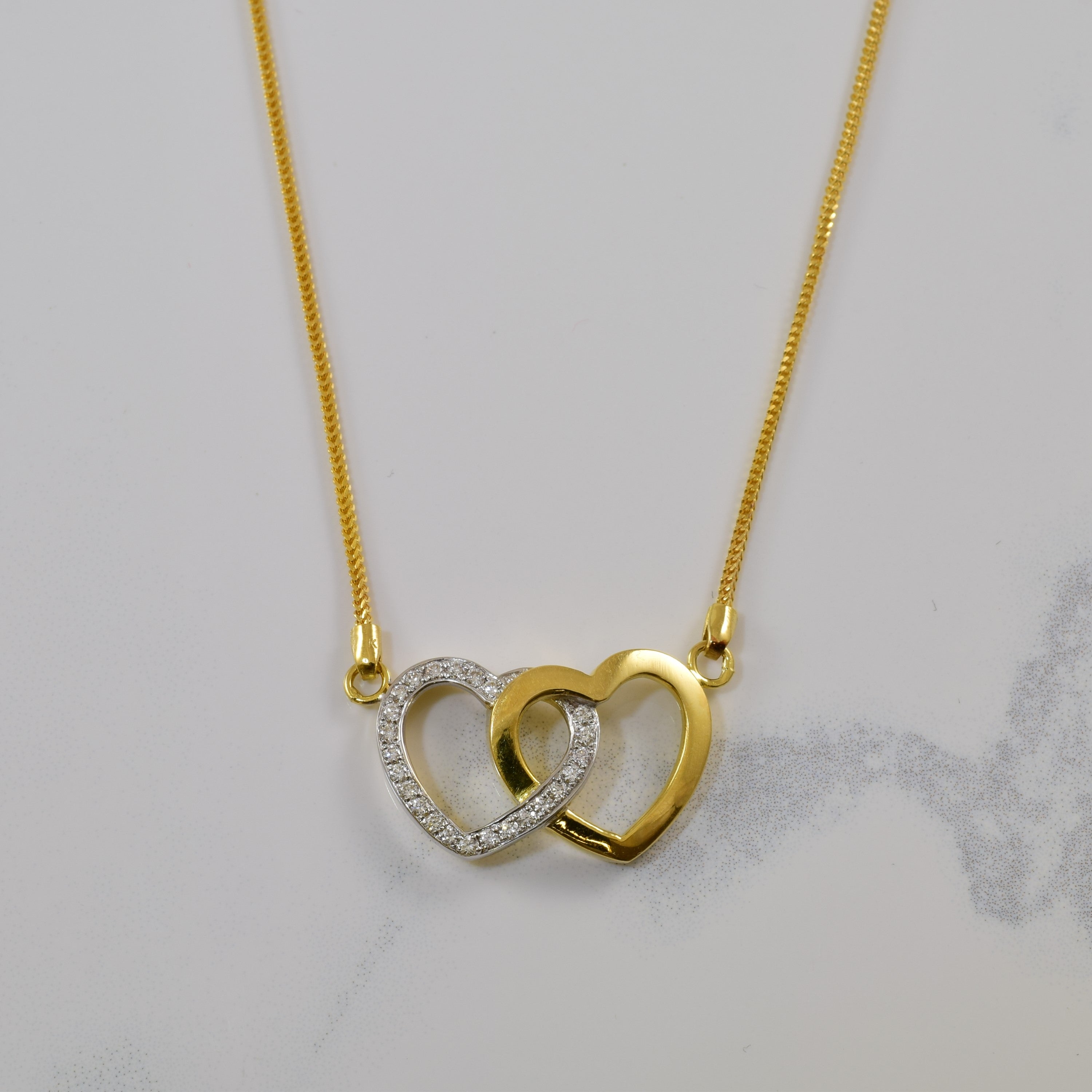 Diamond Double Heart Necklace | 0.24ctw | 17" |