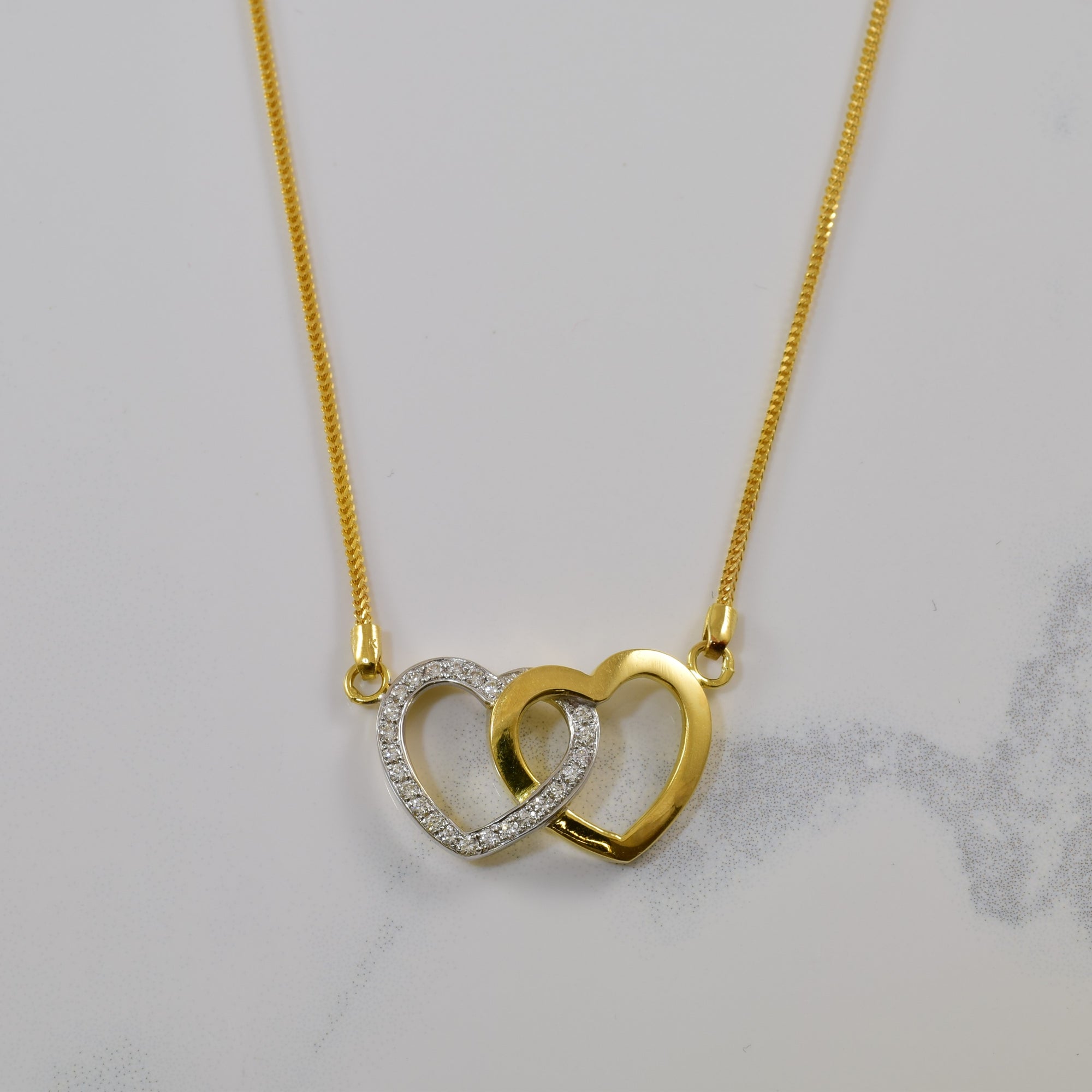 Diamond Double Heart Necklace | 0.24ctw | 17