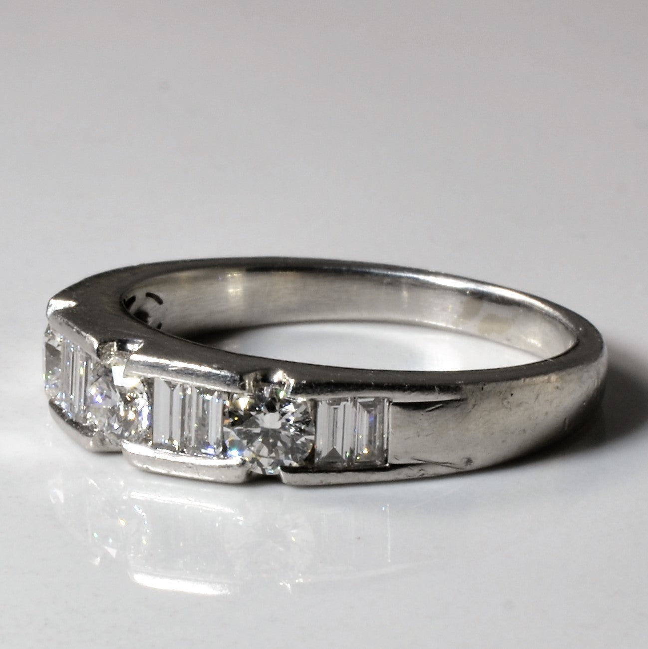 Three Stone Featured Baguette Diamond Band | 0.96ctw | SZ 8.5 |