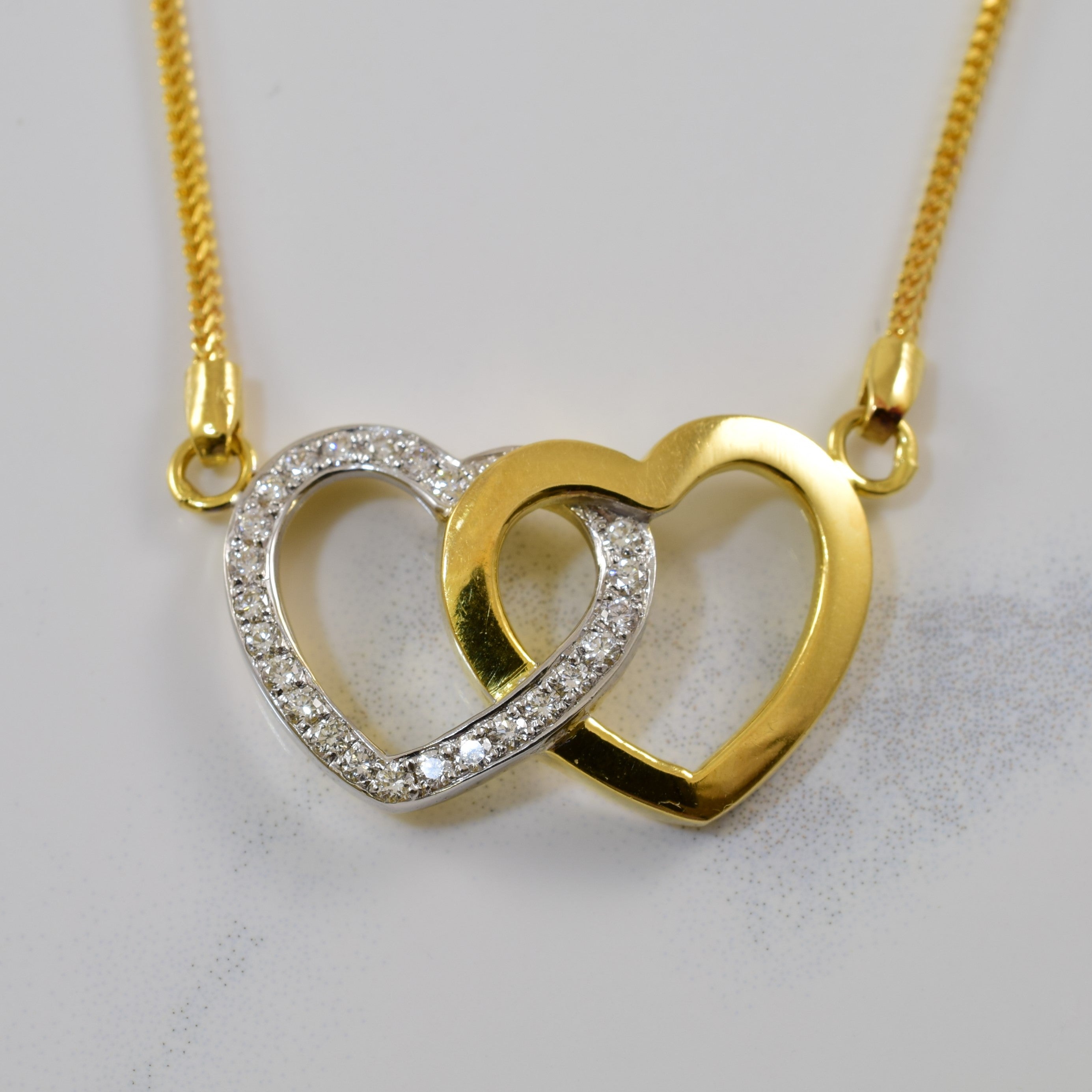Diamond Double Heart Necklace | 0.24ctw | 17" |
