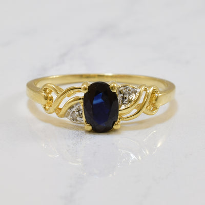 Oval Blue Sapphire & Diamond Ring | 0.50ct, 0.01ctw | SZ 6 |