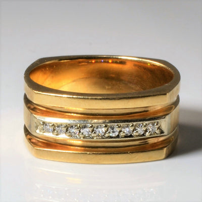 Pave Diamond Soft Square Band | 0.09ctw | SZ 10.5 |