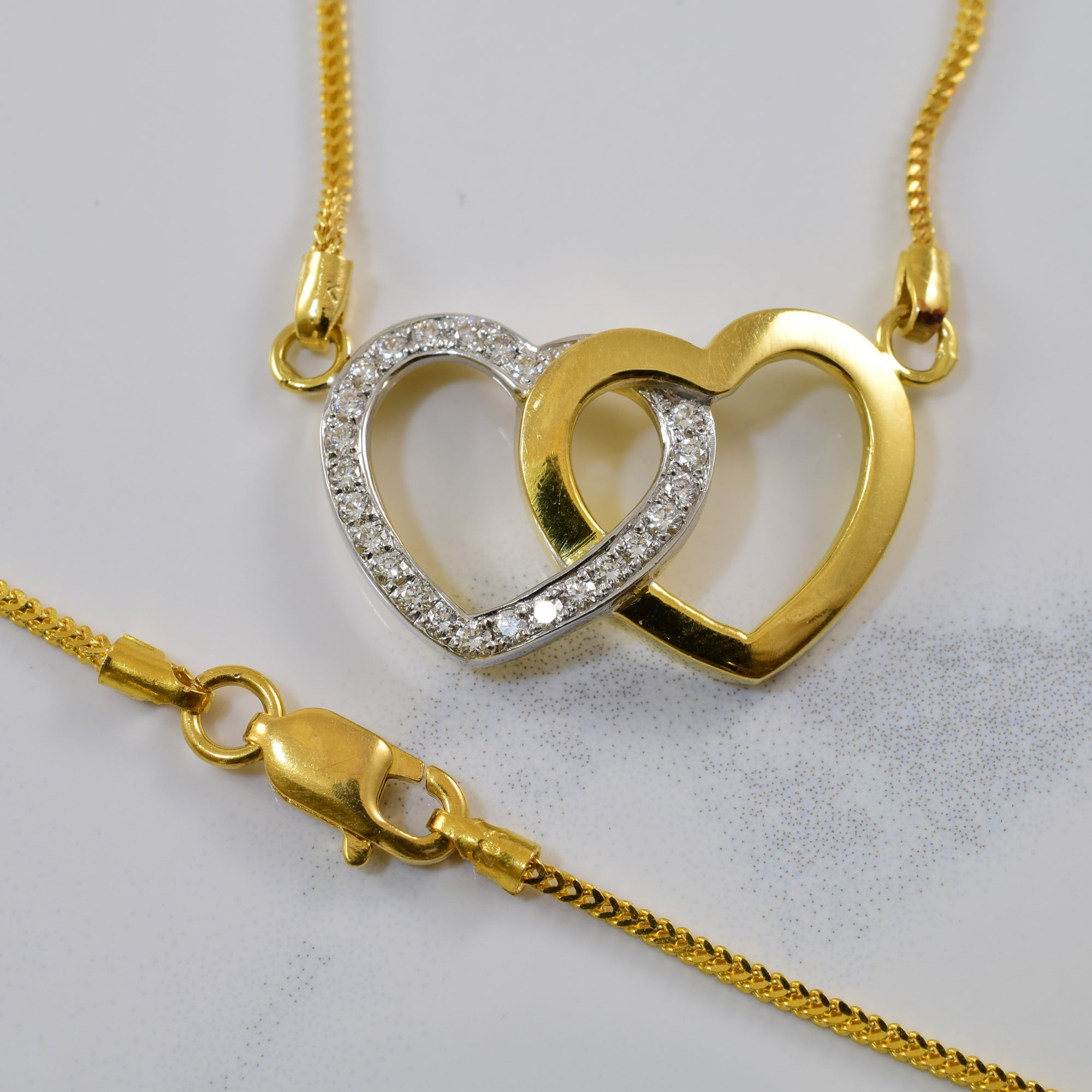 Diamond Double Heart Necklace | 0.24ctw | 17
