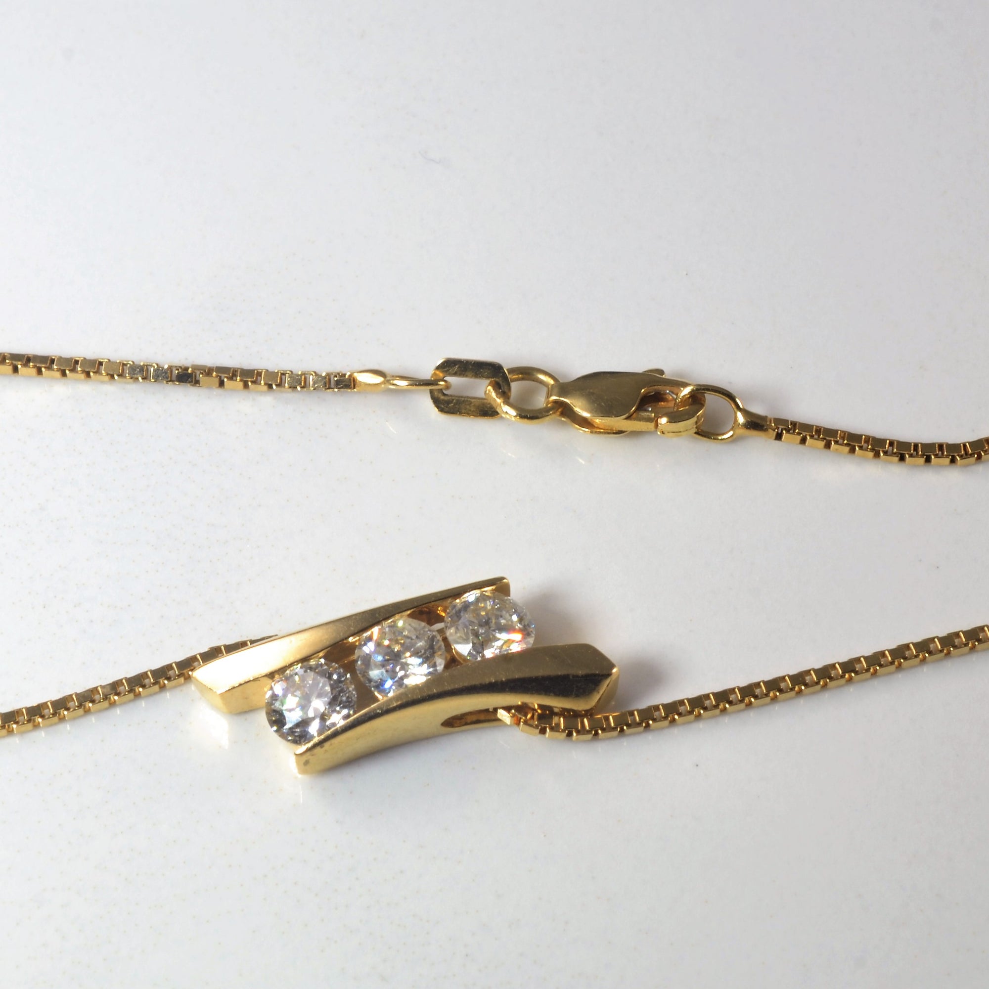 Three Stone Diamond Necklace | 0.75ctw | 18