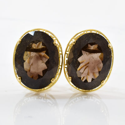 Large Smoky Quartz Stud Earrings | 28.00ctw |