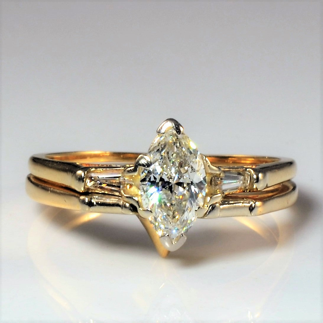 Three Stone Marquise Diamond Wedding Set | 0.52ctw | SZ 5.75 |