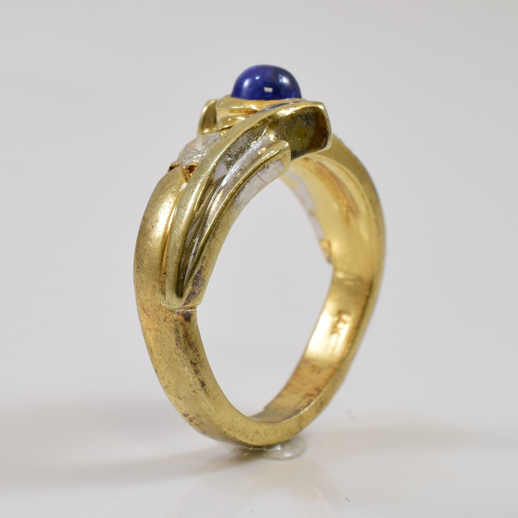 Diamond & Sapphire Bypass Ring | 0.18ctw, 0.50ct | SZ 3.75 |