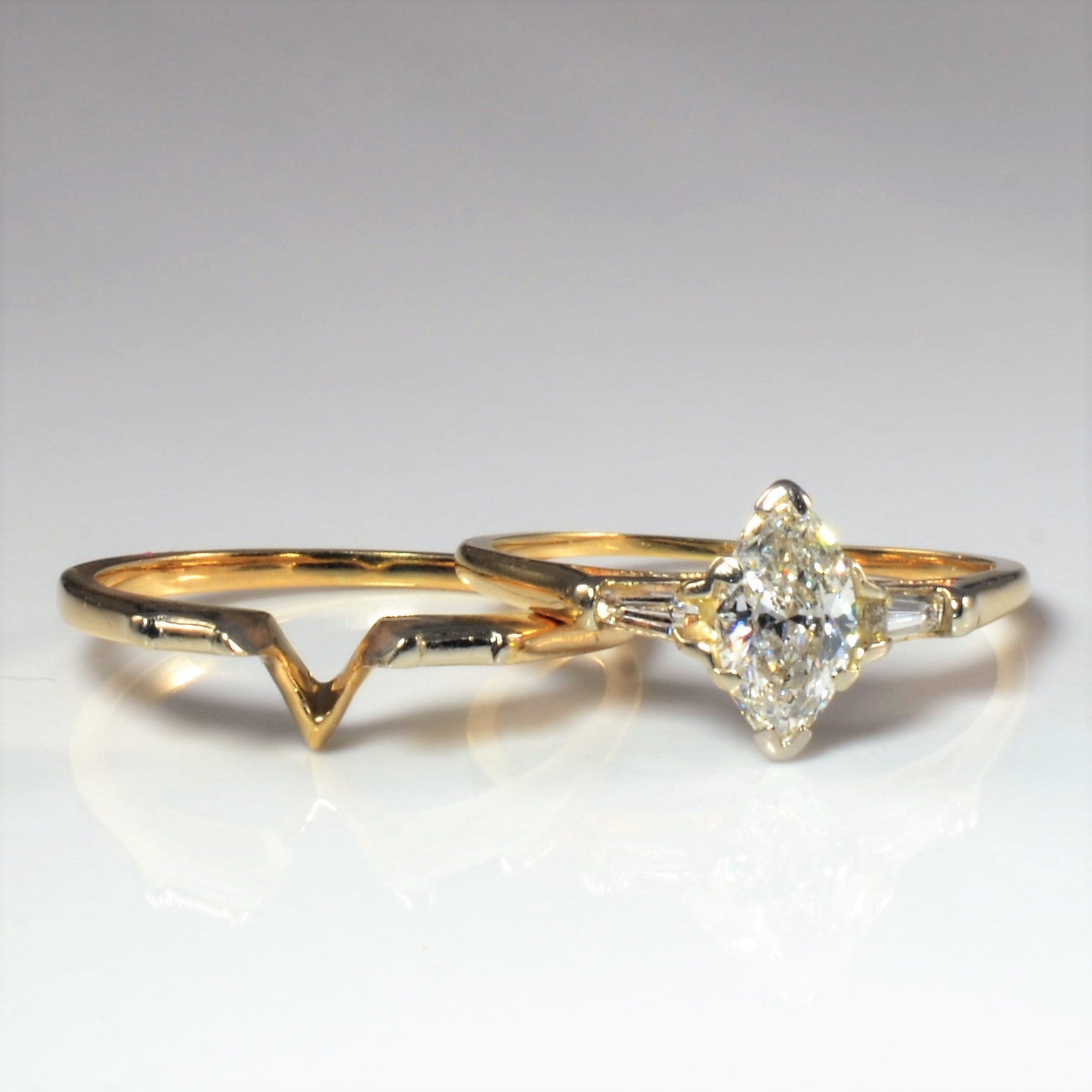 Three Stone Marquise Diamond Wedding Set | 0.52ctw | SZ 5.75 |