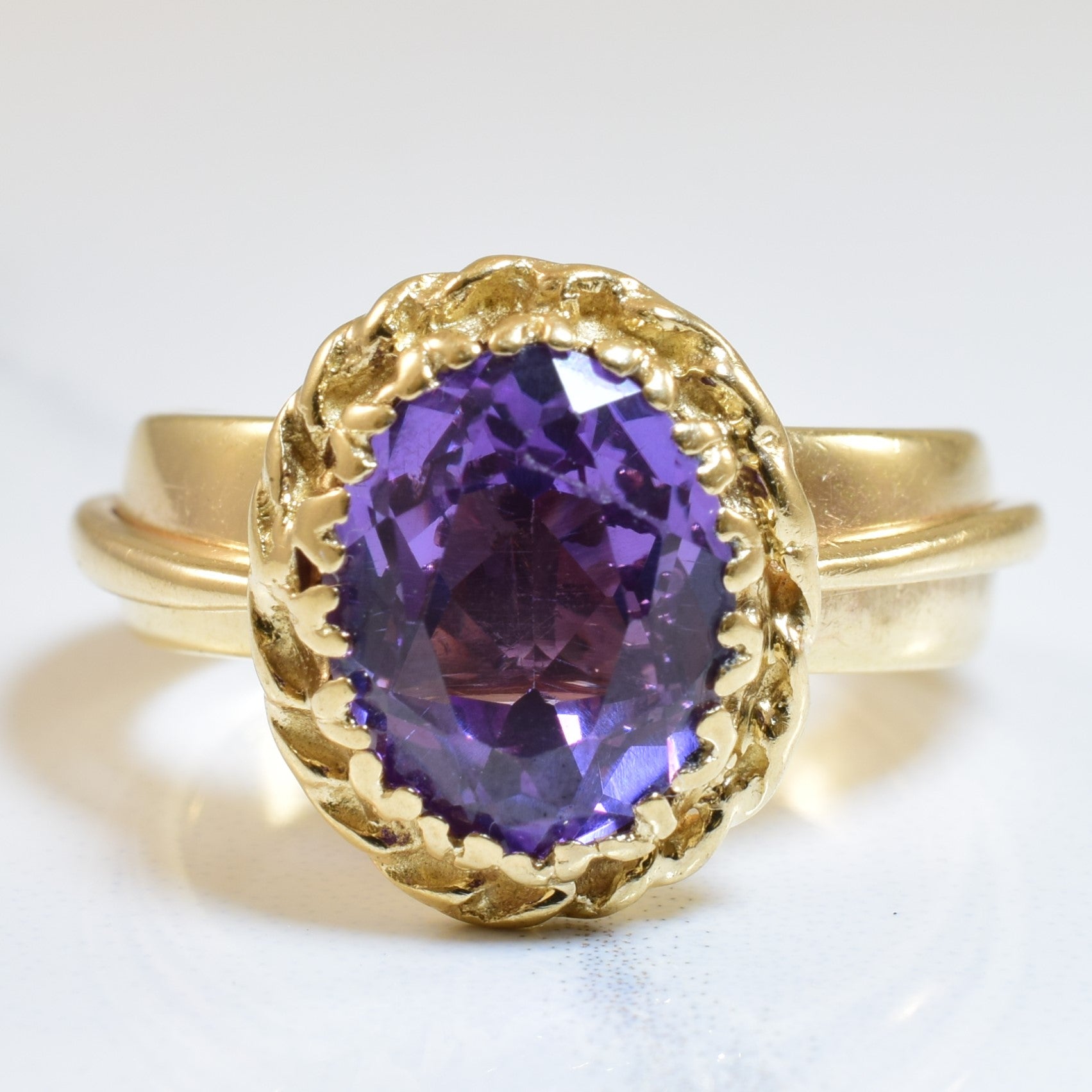 Colour Changing Synthetic Sapphire Ring | 3.25ct | SZ 4.75 |