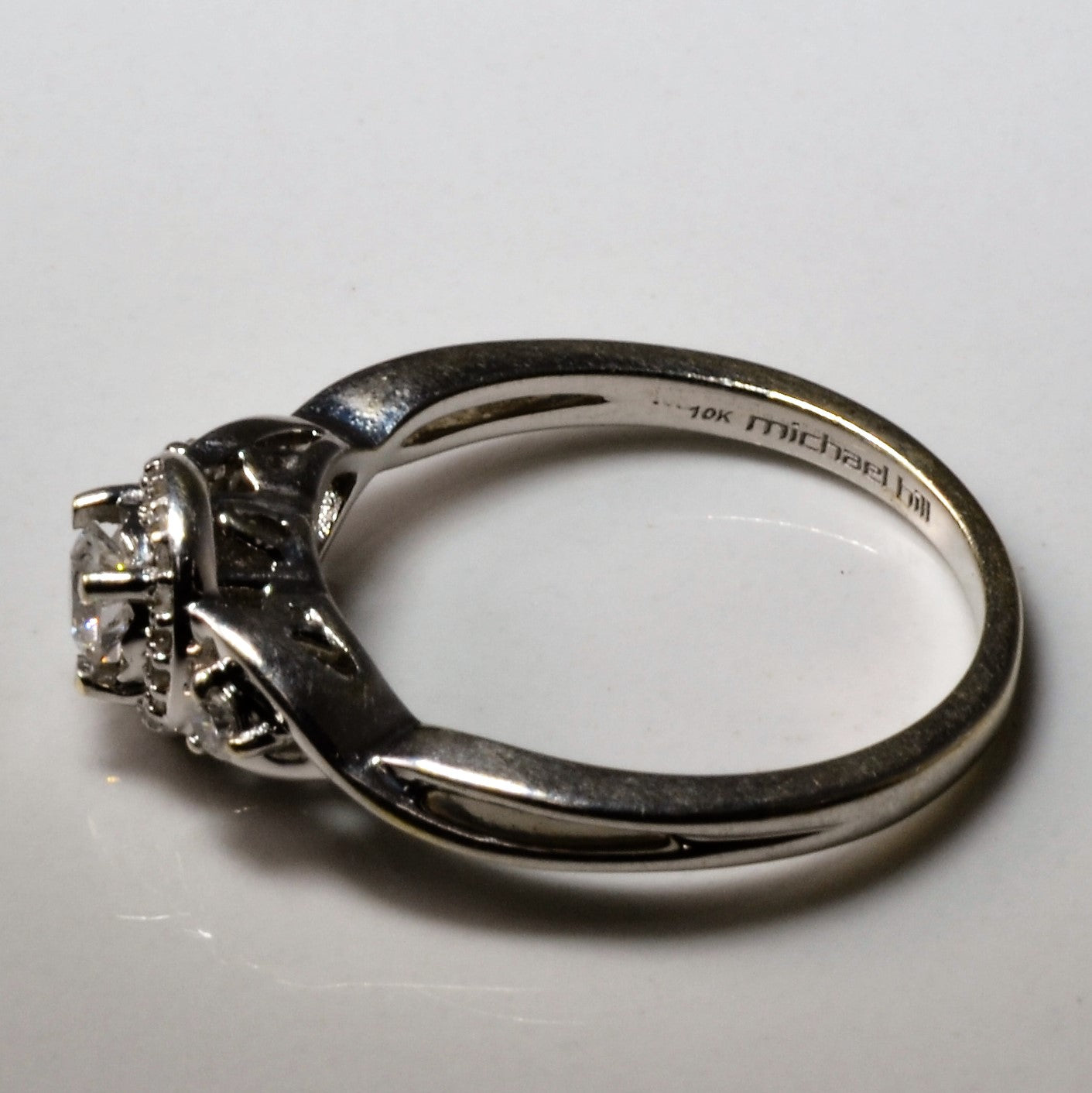 Three Stone Diamond Halo Twist Ring | 0.30ctw | SZ 5.75 |