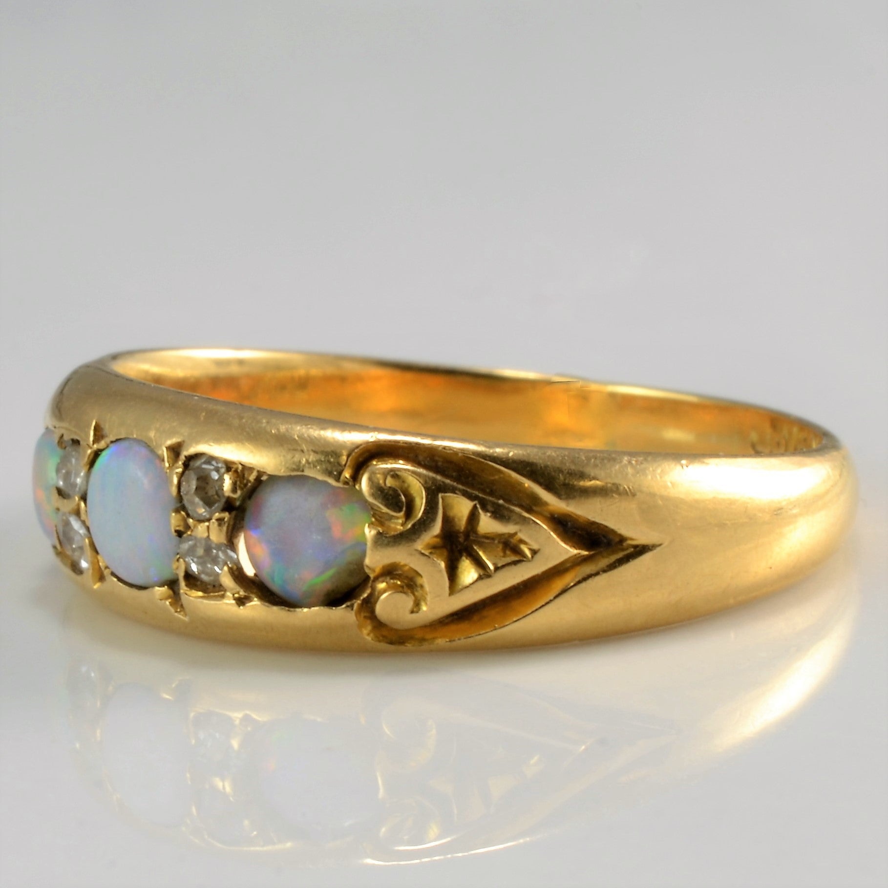 Victorian Era Opal & Diamond Ring | 0.08ctw | SZ 7.75 |