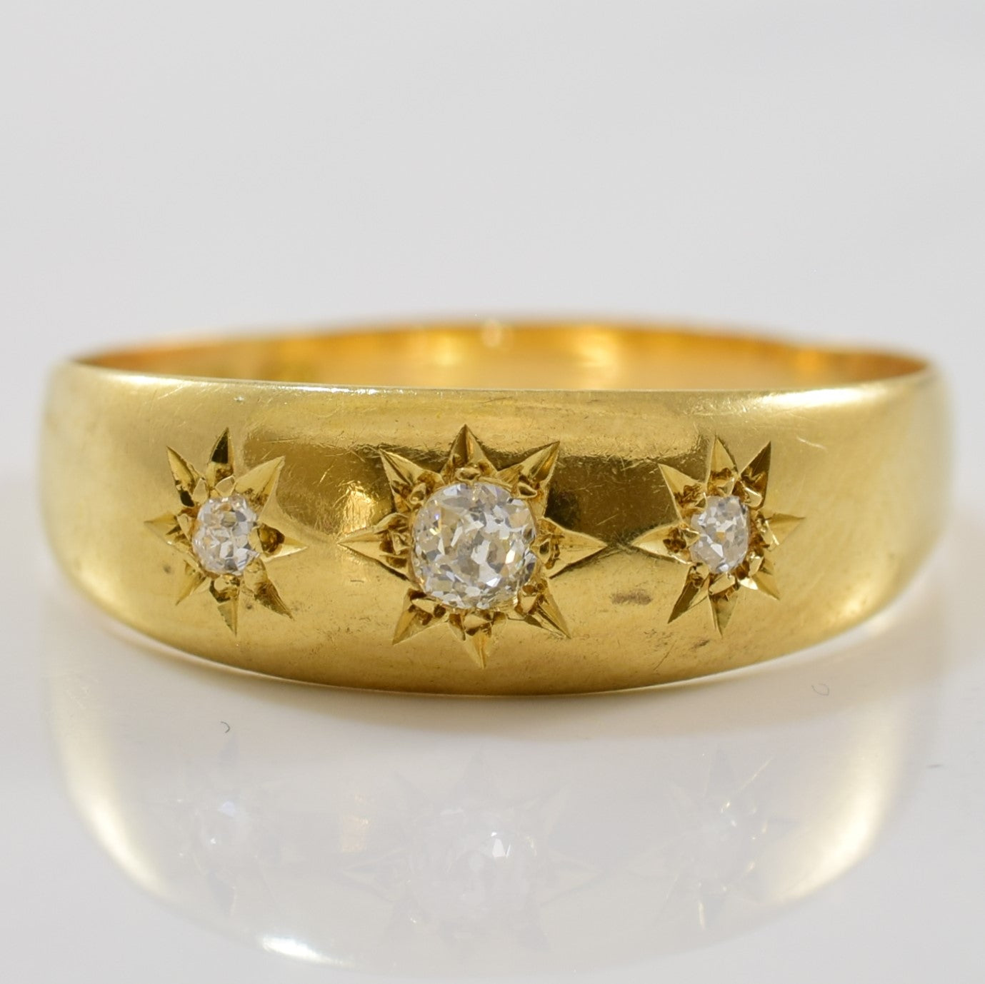 1890s Star Set Three Stone Diamond Ring | 0.07ctw | SZ 8 |