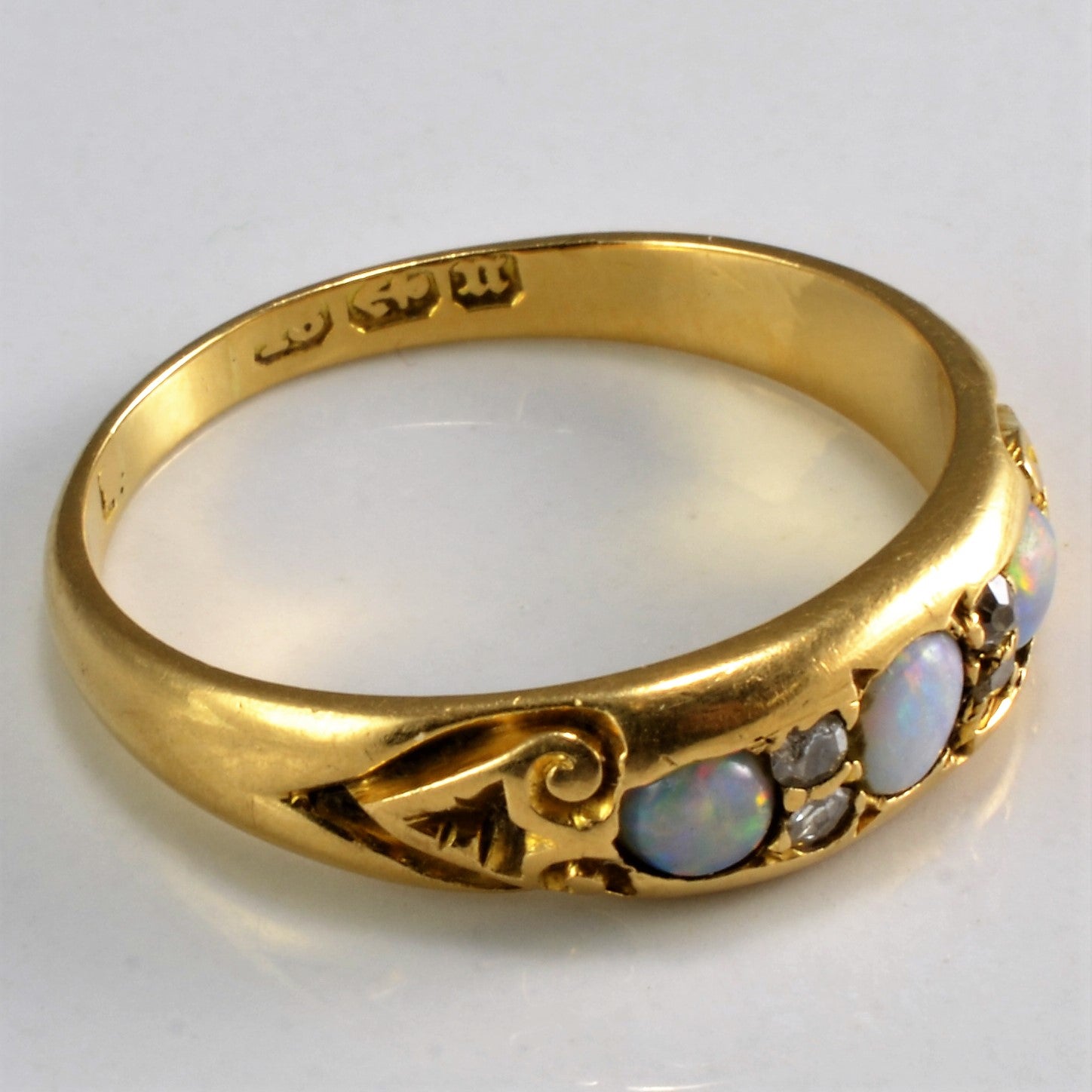 Victorian Era Opal & Diamond Ring | 0.08ctw | SZ 7.75 |