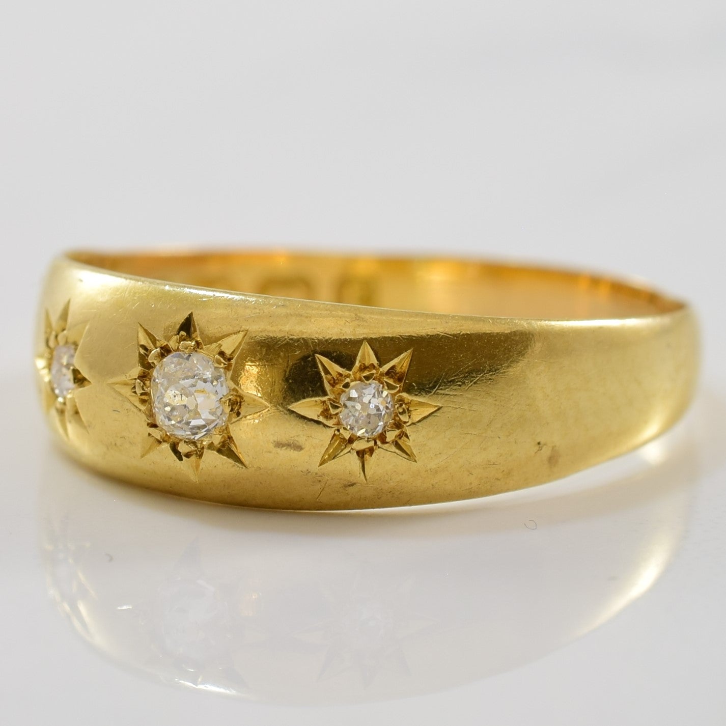 1890s Star Set Three Stone Diamond Ring | 0.07ctw | SZ 8 |
