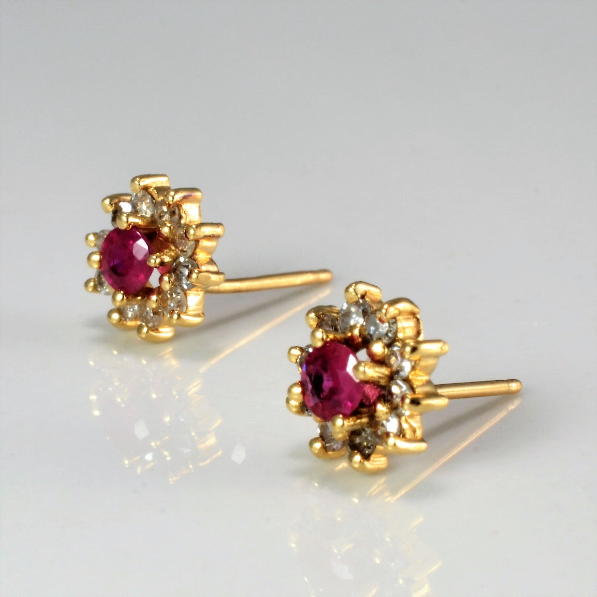 Cluster Diamond & Ruby Earrings | 0.20 ctw |