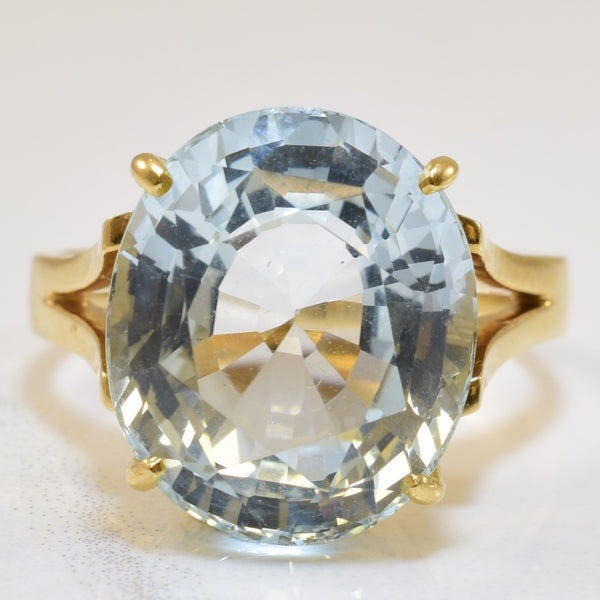 Oval Cut Blue Topaz Cocktail Ring | 12.00ct | SZ 8 |