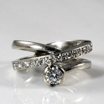 Bezel Set Diamond Crossover Ring | 0.37ctw | SZ 5 |