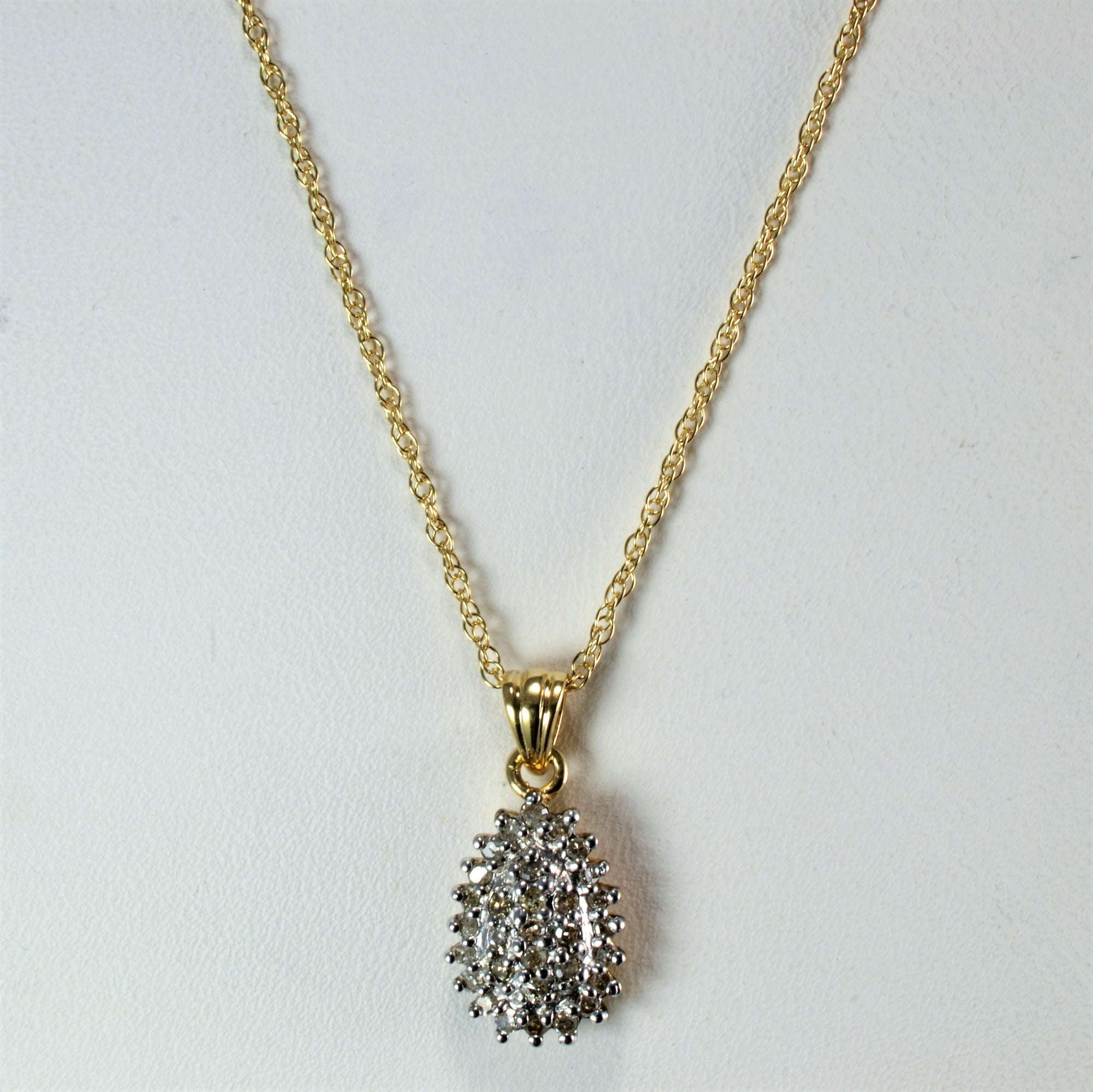 Tear Drop Design Cluster Diamond Pendant Necklace | 0.16 ctw, 20''|