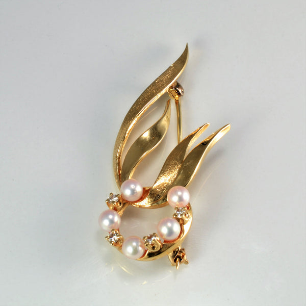 Pearl & Diamond Brooch | 0.12 ctw |