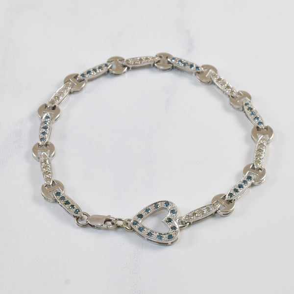 Blue Diamond Heart Bracelet | 0.43ctw, 0.30ctw | 7.5