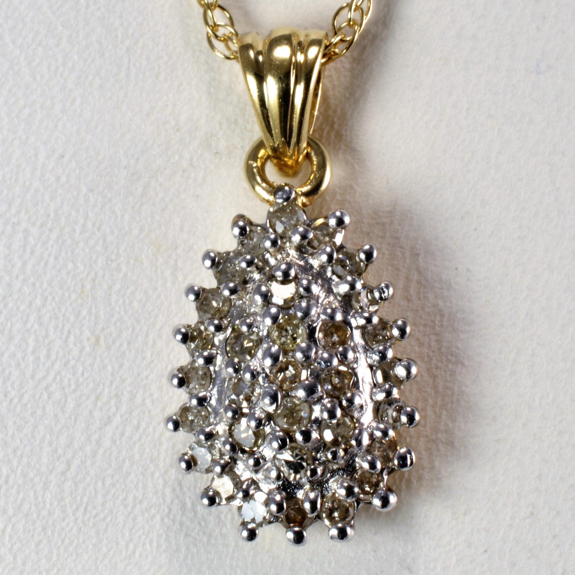 Tear Drop Design Cluster Diamond Pendant Necklace | 0.16 ctw, 20''|