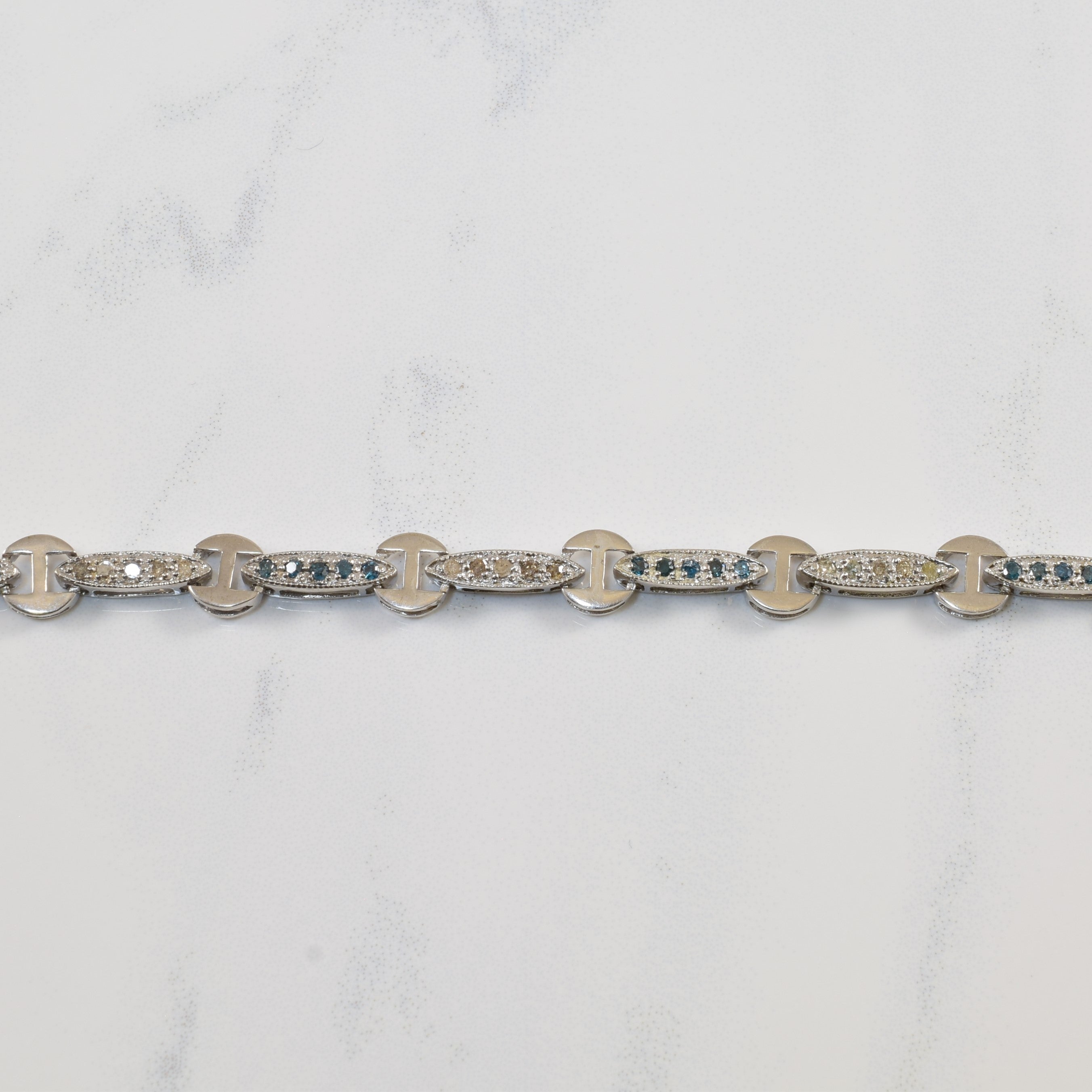 Blue Diamond Heart Bracelet | 0.43ctw, 0.30ctw | 7.5" |