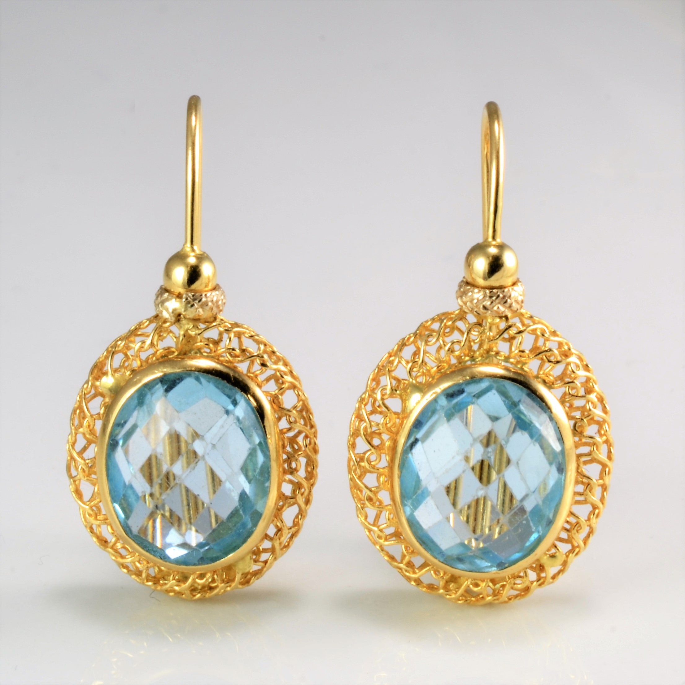 Filigree Bezel Set Topaz Earrings