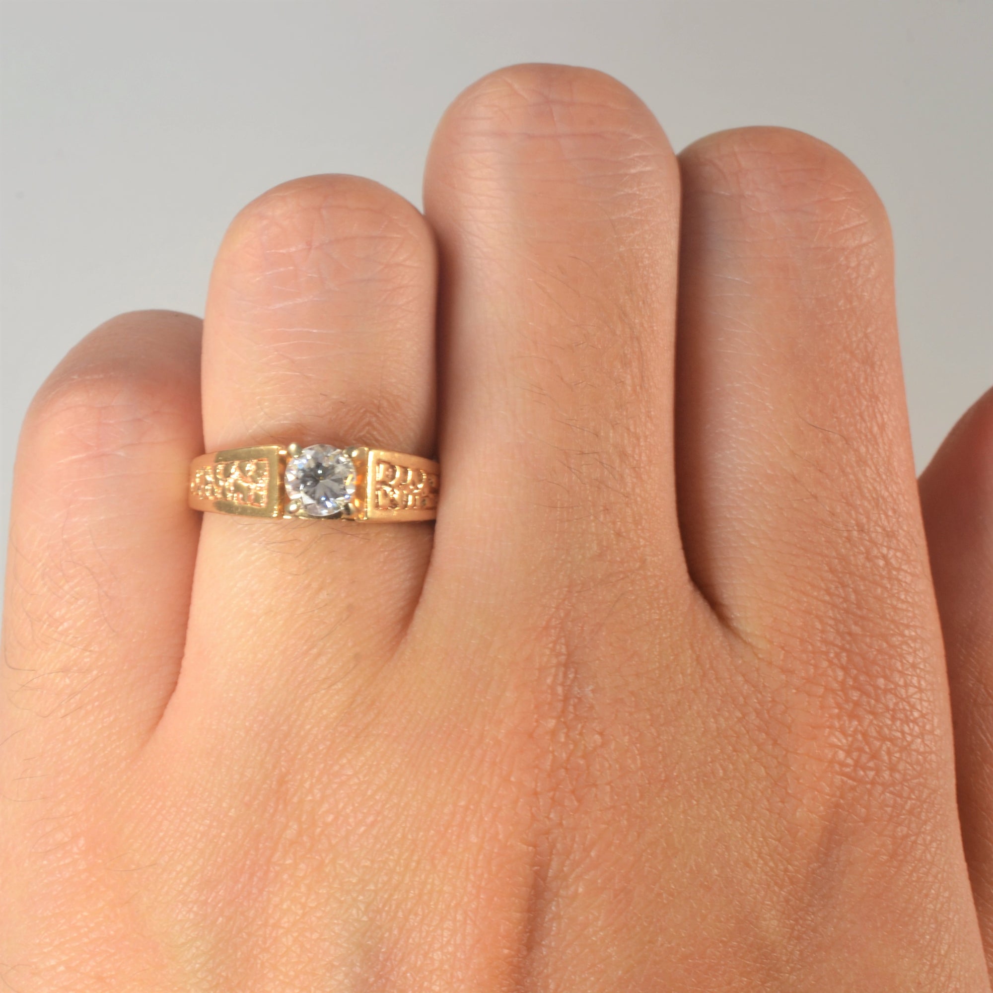 European Shank Textured Solitaire Diamond Ring | 0.45ct | SZ 5 |