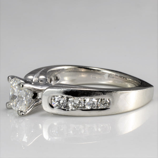 Solitaire with Channel Accents Diamond Engagement Ring | 0.88 ctw, SZ 4 |