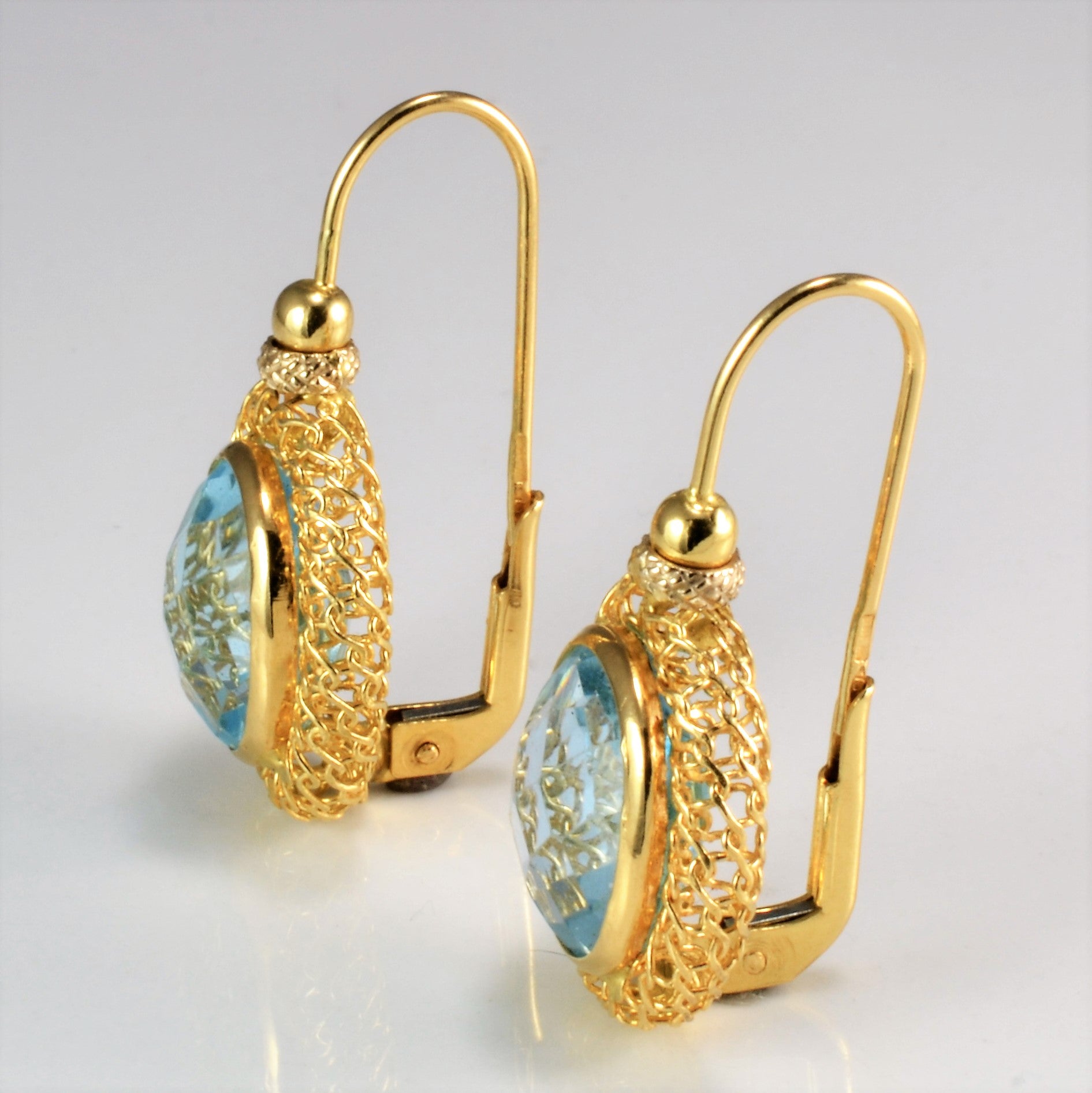 Filigree Bezel Set Topaz Earrings