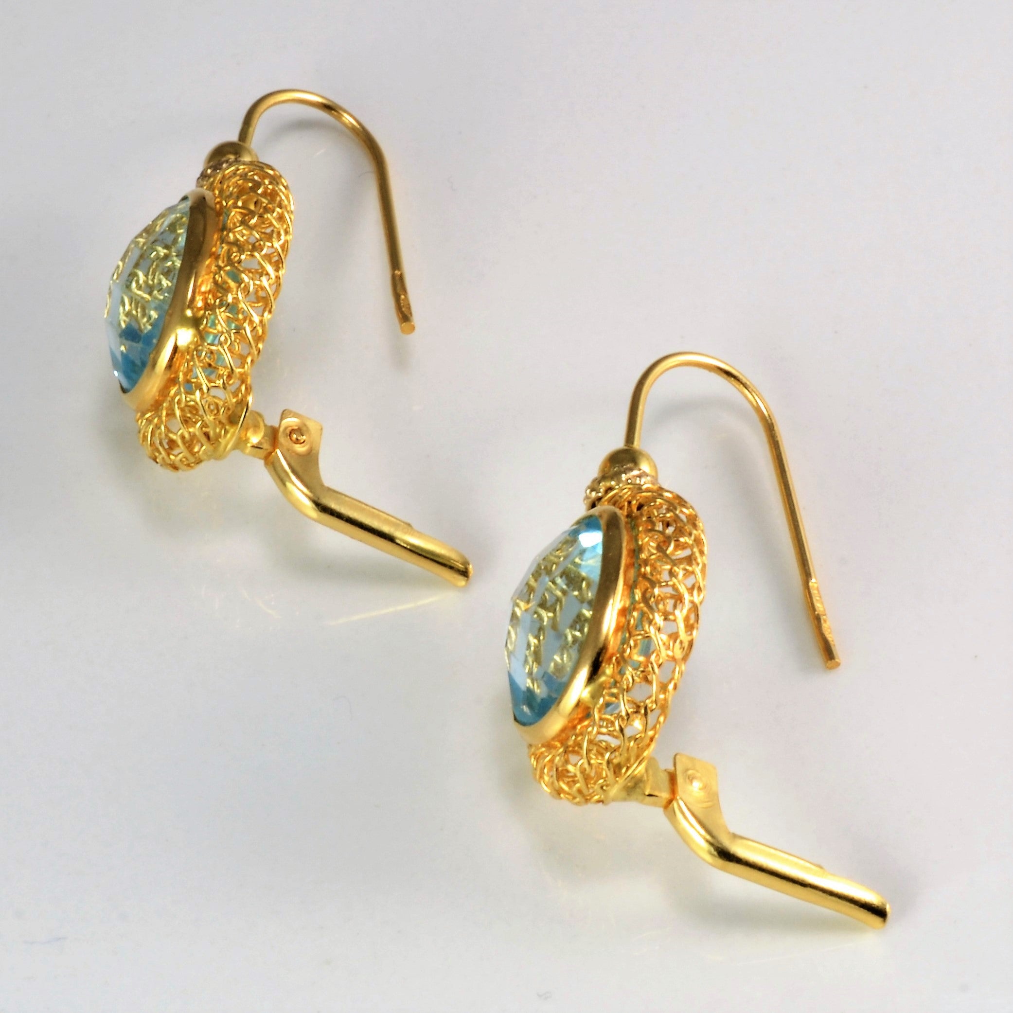 Filigree Bezel Set Topaz Earrings