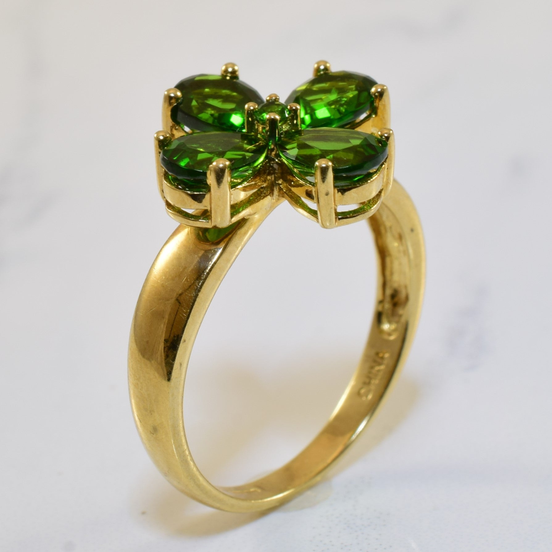 Bague trèfle en diopside chromé | 3,00 ct | Taille 9 | 