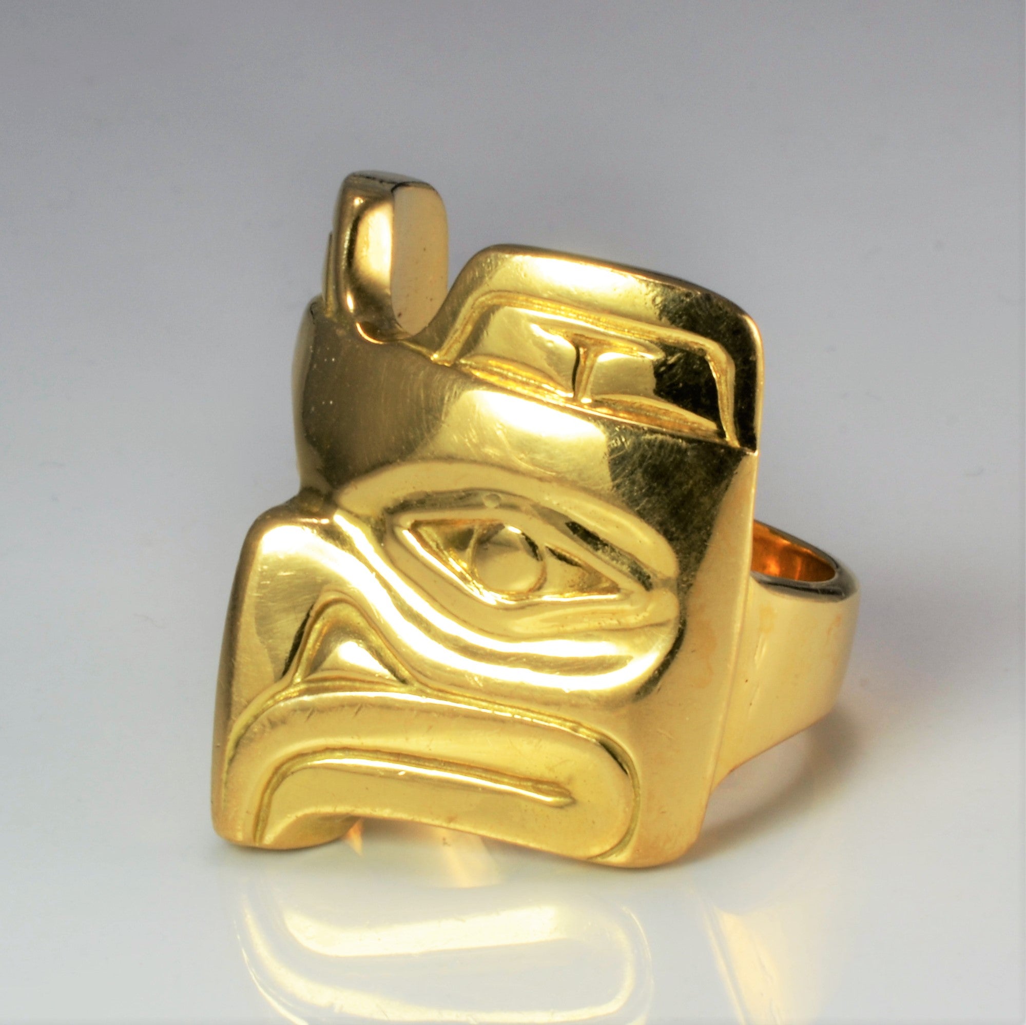 Indigenous Eagle Design Heavy Gold Ring | SZ 11 |