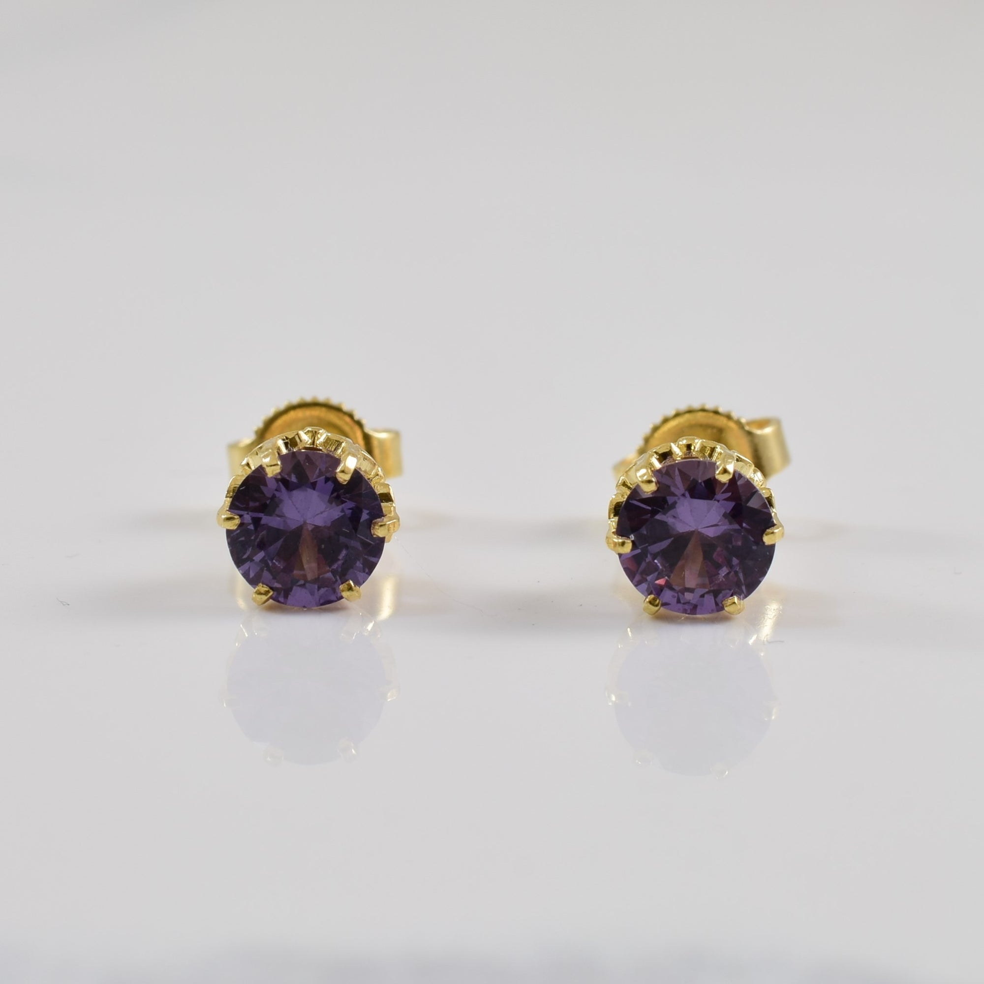 Color Changing Synthetic Sapphire Stud Earrings | 1.40ctw |