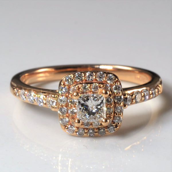 Halo Diamond Rose Gold Engagement Ring | 0.51ctw | SZ 6.5 |