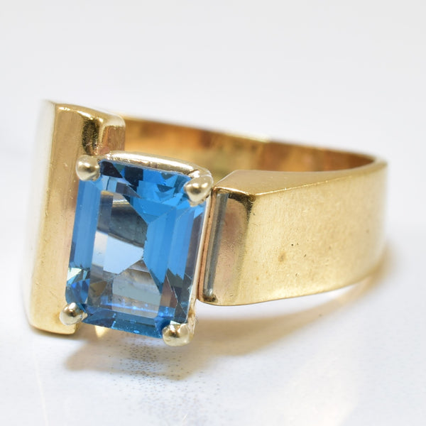 Offset Emerald Cut Blue Topaz Ring | 1.65ct | SZ 5.75 |