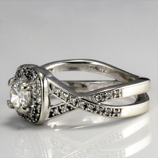 Halo Diamond Engagement Ring | 0.80 ctw, SZ 7.25 | SI2, I |