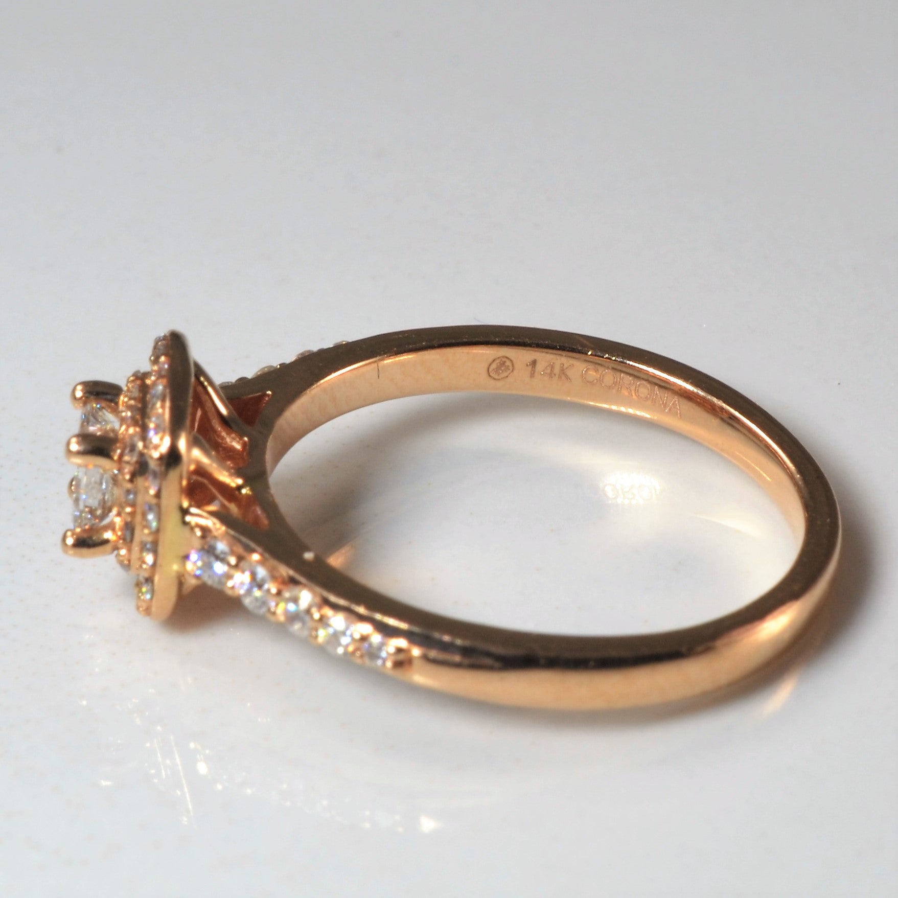 Halo Diamond Rose Gold Engagement Ring | 0.51ctw | SZ 6.5 |