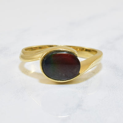Solitaire Oval Ammolite Bypass Ring | 1.00ct | SZ 6 |