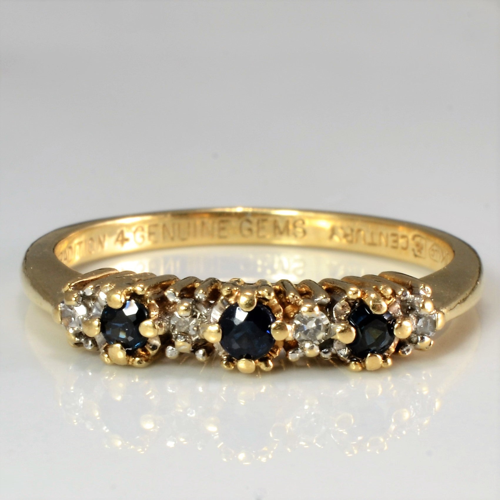 Claw Set Sapphire & Diamond Ring | 0.04 ctw, SZ 6.75 |